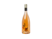 Wine bottle with a decorative label on a white background
