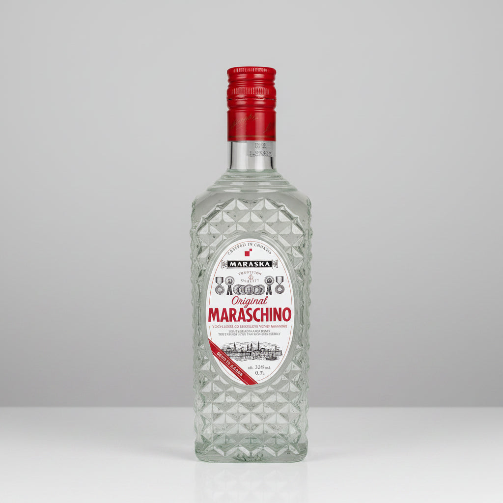 Original Maraska Maraschino liqueur from Zadar in a classic faceted glass bottle, 0.70 L