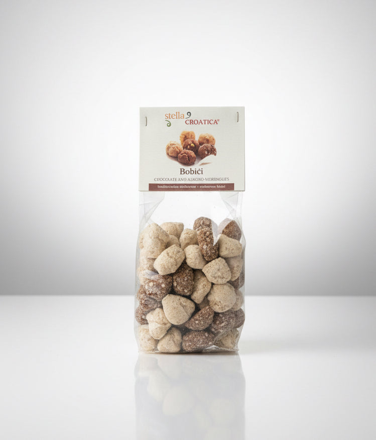Packaged snacks with Stella Croatica label on a white background