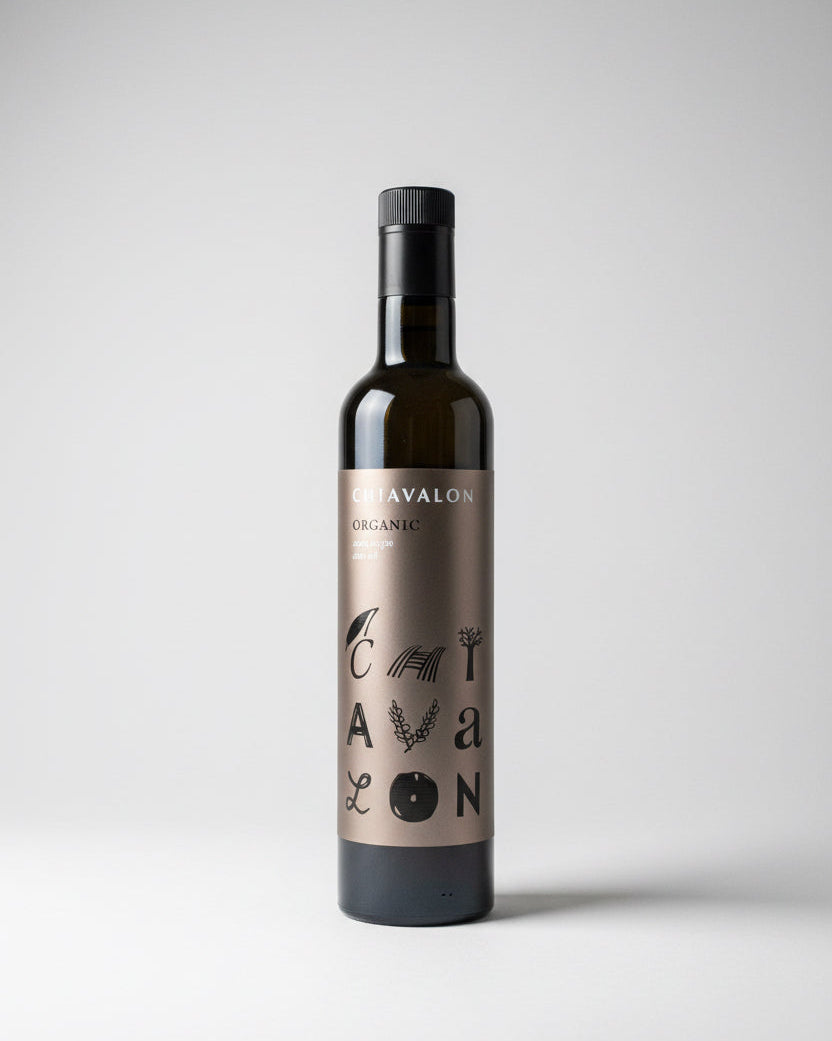 Wine bottle with a label on a white background