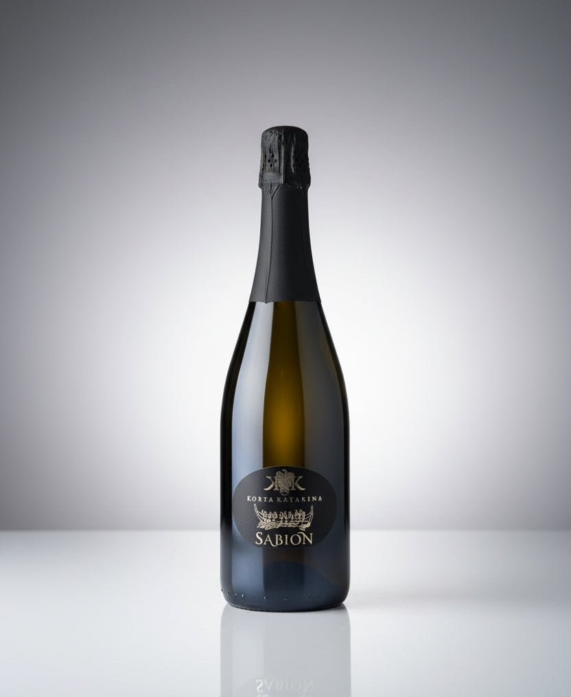 Bottle of Sabion wine on a gray background