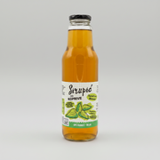 Bottle of Sirupic with a label on a white background